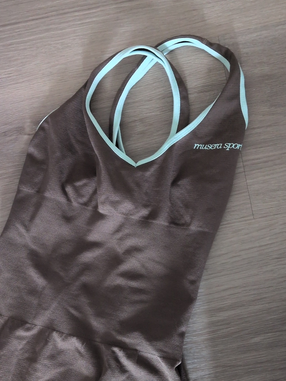 Muse Brown Tank Dress with Mint Trim